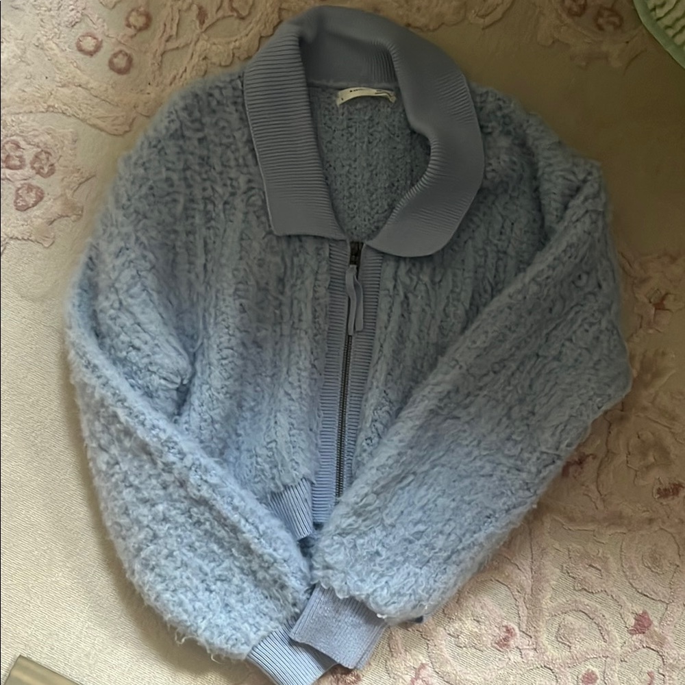 Women's Blue Textured Sweater Anthropologie